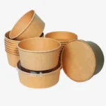 Odm/oem Bol En Papier Round Brown Biodegradable Eco-friendly Take Away Salad Fast Kraft Edible Packaging Bowl