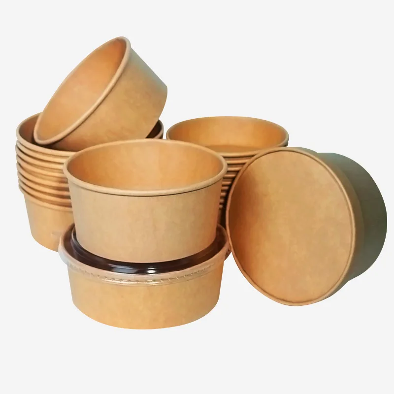 H4a9f73c450f64b389cdf8a102d8fcd92e.webp Odm/oem Bol En Papier Round Brown Biodegradable Eco-friendly Take Away Salad Fast Kraft Edible Packaging Bowl - Imagen 1