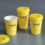 YBLPAK Hot Sale Yellow Smile Design Biodegradable Single Wall PE Coat Paper Cups for Coffee Milk Tea Disposable 12oz Custom Logo – Image 3