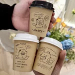 YBLPAK Custom Logo Kraft Paper Cups PE Coating Eco Friendly Disposable Paper Coffee Cups for Hot/Cold Drinks Water Milk Tea Wine – Image 4