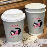 YBLPAK High Quality 12oz Double Wall Insulated Pink Happy Cat Cute Compostable Child Safe Paper Cup for Kids Birthday Party Milk – Image 3