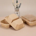 YBLPAK Eco-Friendly 2 Compartment Octagonal Paper Bowls with PET Lids Disposable Takeout Packaging Tray Fast Food Light Meal Box - Image 4