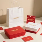 Custom Wholesale Cheap Luxury Red Christmas Wrapping Kraft Paper Bag with Handles Holiday Party Gift Bags – Image 5