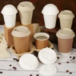 YBLPAK Custom Logo Paper Cover Eco-Friendly Disposable 80mm/90mm Sugarcane Bagasse Dome/Flat Food Grade Paper Lid for Coffee Cup - Imagen 2