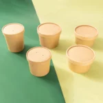 Eco Food Packaging Disposable Biodegradable Take Away 16oz Soup Cup Hot Soup Container Kraft Paper Soup Bowl with Lid – Image 3