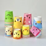 YBLPAK Single Wall Biodegradable Disposable Paper Coffee Cups Adorable Animal Theme Eco Friendly Compostable Paper Cups for Milk – Image 4