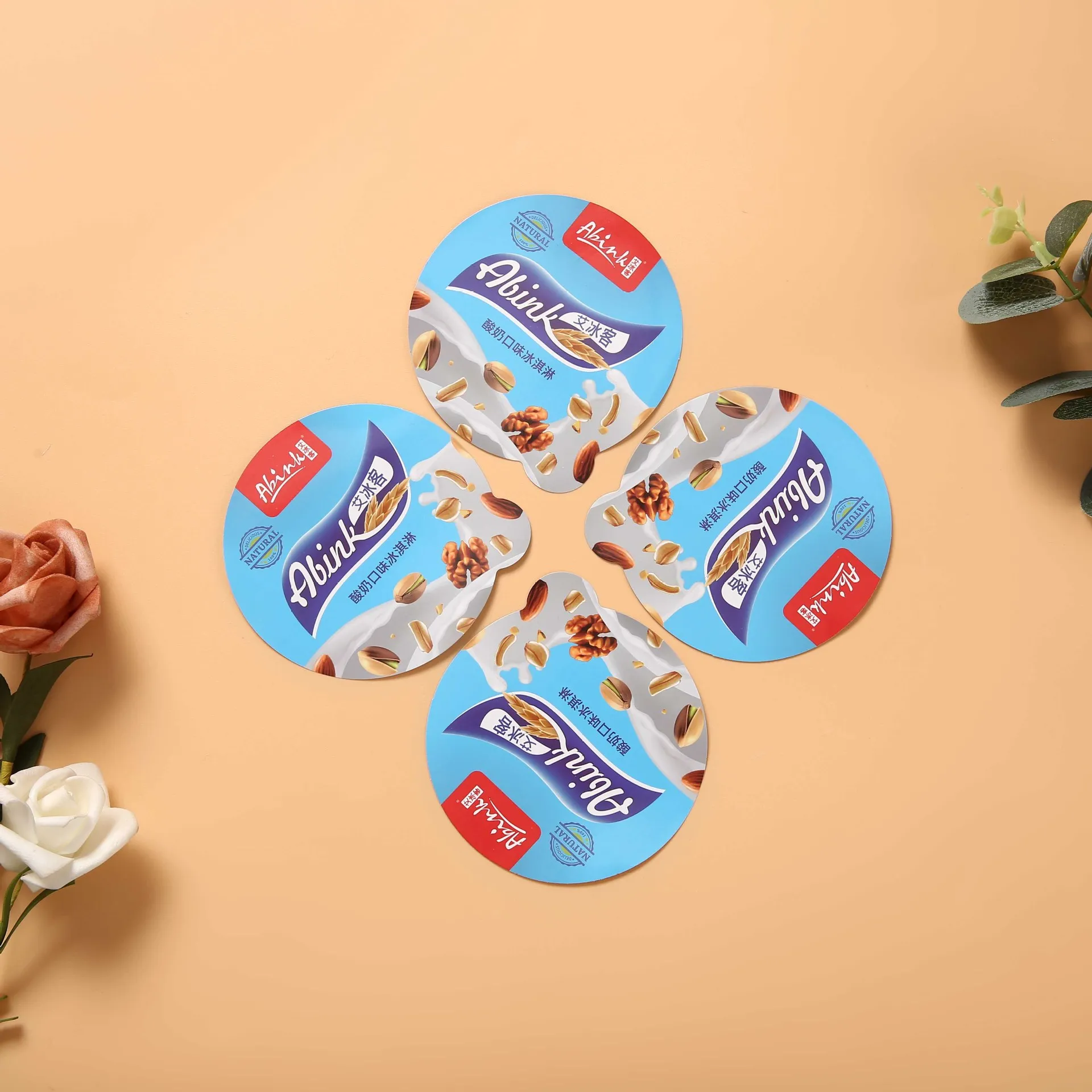 H5e22486e6f304a208271a469e33eced7C.webp YBLPAK High Quality Custom Colors Sizes Heat Sealing Aluminum Foil Film Food Grade Aluminium Foil Sealing Lids for Ice Cream Cup - Image 1