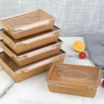 YBLPAK Wholesale Disposable Takeaway Food Container Waterproof Kraft Paper Salad Box with PET Lid for Snack Meal Prep Lunch Nuts - Image 2
