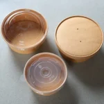 Disposable Food Container Soup Salad Bowl with Lid Customized logo Acceptable Brown Kraft Paper Bowl - Image 3