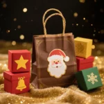 Customized Logo Printed Kraft Shopping Paper Bag Christmas Paper Gift Bags Packaging With Handle for Holiday Paper Gift Bags – Image 2