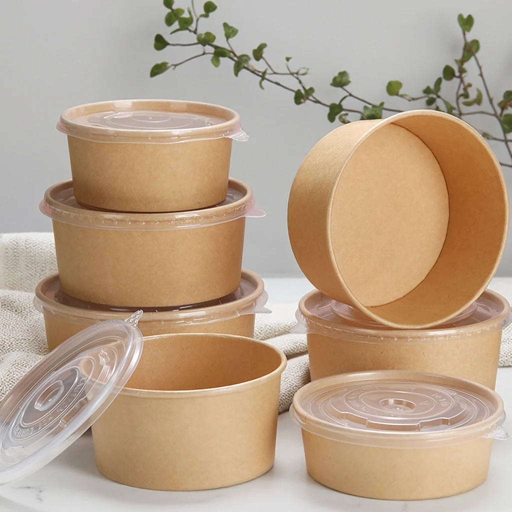 H6664b26d0a0f4da2a1200507b8dacb976.webp Disposable Kraft Paper Salad Bowl 40oz 1200ml with Lid Biodegradable Leak-Proof Food Grade Custom OEM Wholesale – Image 1