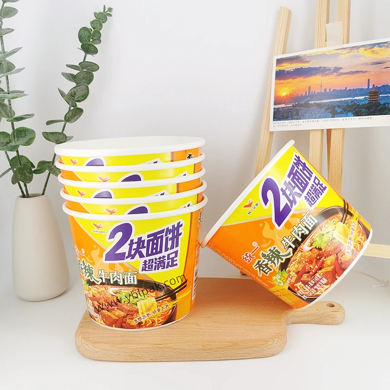 H671ae79547124bc1becbb87a77601c808.webp YBLPAK Disposable Paper Container Ramen Noodle Bowl Soup Cup Eco Friendly Food Grade Custom Printed Double Wall With Sealing Lid - Imagen 1