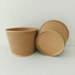 Xiamen Custom 500ml-1500ml Ripple Wall Kraft Paper Bowls With Lid Biodegradable Eco Friendly for Salad Soup Noodle Cake Takeaway - Image 4