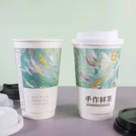 YBLPAK 12oz Double Wall Insulated Eco Friendly Heat Resistant Disposable Paper Cups Sustainable Recyclable for Coffee Milk Juice – Image 4