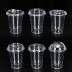YBLPAK in Stock Disposable Plastic PET Cup Lids 74mm-98mm Clear Dome Flat Cross Hole Bottle Closures for Cold Drinks Iced Coffee - Image 3