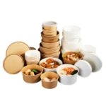 Disposable Round Paper Soup Bowl Paper Cups Food Container Biodegradable Take Away Fast Food Kraft Paper Salad Bowl With Lids - 画像 (2)