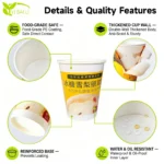 Takeaway 415ml Direct Adhesion Double Wall Paper Soup Cup Disposable Soup Containers with Heat Sealing Paper Lid - Image 3