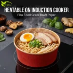 1300ml Large Induction-Heatable Paper Bowl Biodegradable Printed Kraft Food Container for Ramen Salad Soup Packaging