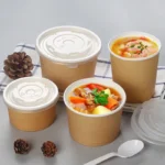 Disposable Brown Paper Tape Cover Bowl Can Take Away Brown Paper Salad Bowl - Image 3