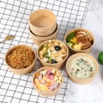 Disposable Food Container Soup Salad Bowl with Lid Customized logo Acceptable Brown Kraft Paper Bowl - Image 6