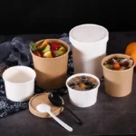 Wholesale Disposable Food Containers Round Paper Cup With Vented Lids Waterproof Custom Print Logo Ice Cream Cups Hot Soup Bowls - Image 2