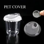 YBLPAK in Stock Disposable Plastic PET Cup Lids 74mm-98mm Clear Dome Flat Cross Hole Bottle Closures for Cold Drinks Iced Coffee - Image 2