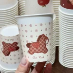 YBLPAK Cute Cartoon Polka Dot Pony Design Paper Coffee Cups Single Wall Disposable Paper Cups for Hot/Cold Drinks Water Soda Tea - Image 3
