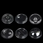 YBLPAK Crystal Clear PET Plastic Flat Dome Lids With Straw Slot for Iced Coffee Milkshake Slurpee Ice Cream Razzle Slush Smoothy - Image 4