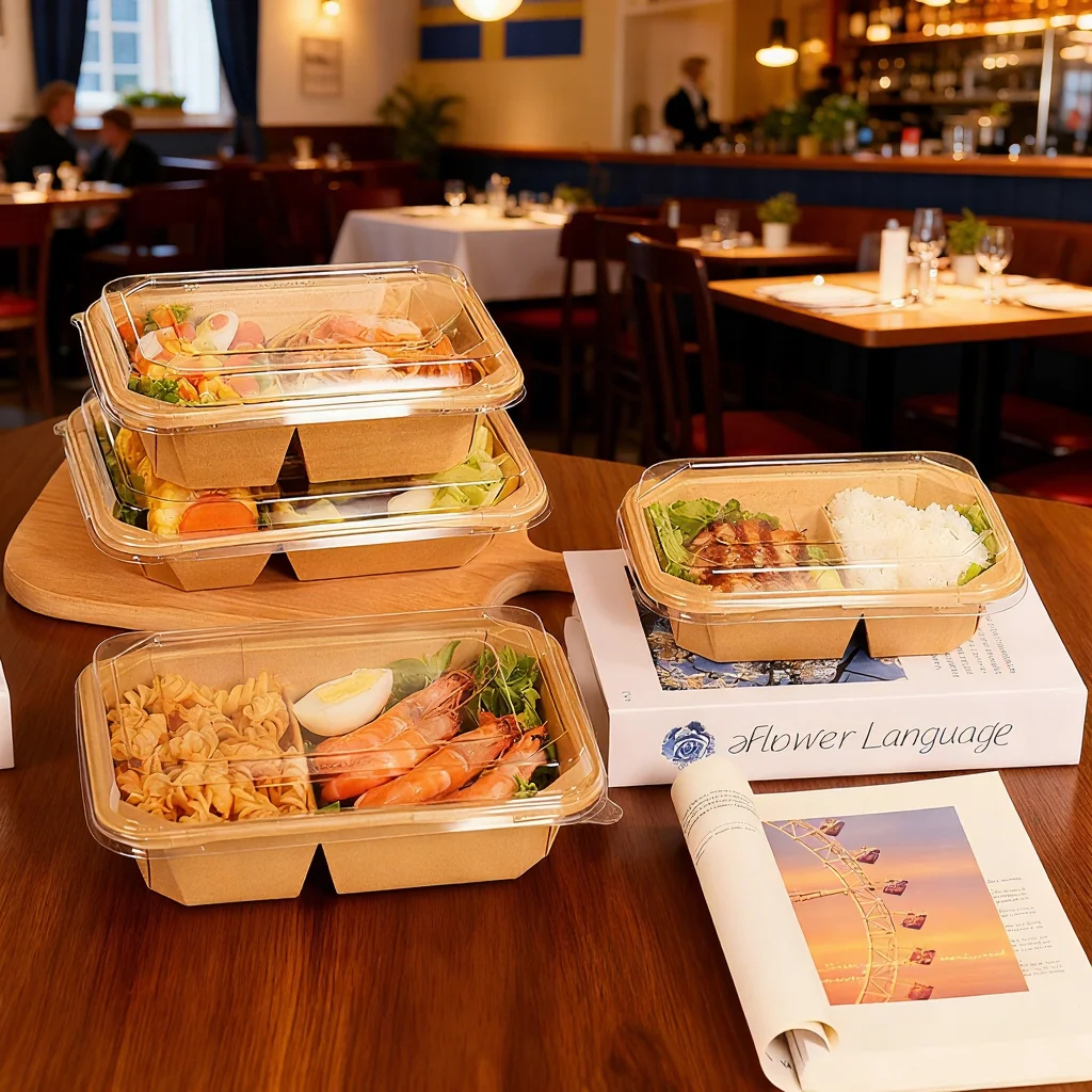 H79aff67c50a648a0bded7a7e075ff45dW.webp YBLPAK Recyclable Disposable Octagonal Bowls 2 Compartment Food Grade Eco-Friendly Take Out Tray Restaurant Snack Light Meal Box - Image 1