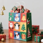 Custom Wholesale Cheap Luxury Red Christmas Wrapping Kraft Paper Bag with Handles Holiday Party Gift Bags – Image 2