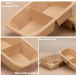 YBLPAK Eco-Friendly 2 Compartment Octagonal Paper Bowls with PET Lids Disposable Takeout Packaging Tray Fast Food Light Meal Box - Image 2
