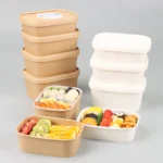 High Quality Customized  Restaurant Salad Packaging Black Containers Disposable Kraft Paper Bowls  With Lid – Image 3