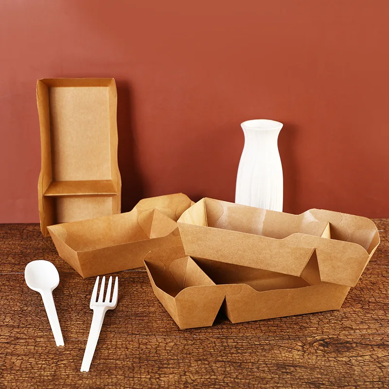 H7fca0b4d02d54f599b2c9f15711b11b3S.webp YBLPAK Wholesale 2 Compartment Food Serving Tray Disposable Heavy-Duty Paper Boat OEM Nacho Trays for Party Fair Picnic Carnival – Image 1