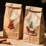 Christmas Party Favour Gift Goodie Packaging Paper Bags With Stickers Xmas Candy Cookie Treat Wrapping Paper Bags for Kids – Image 4