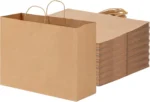Large Brown Kraft Shopping Gift Paper Bags with Handles Bulk for for Small Business, Shopping, Retail Store, Boutique, Grocery - 画像 (3)