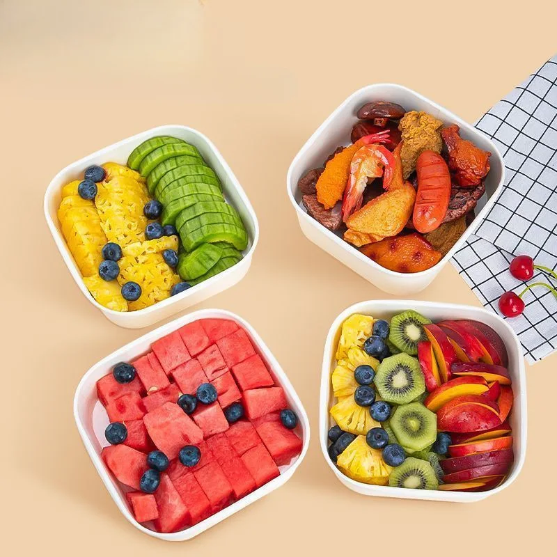 H8163cb6ed86244d18248fd893de9bcafI.webp Xiamen Biodegradable 500ml 750ml Disposable Kraft Paper Square Lunch Bowl with Lid Waterproof Food Grade for Salad Sushi & Snack - 画像 (1)