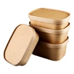 Disposable Lunch Fruit Salad Light Meal Box Rectangular Kraft White Paper Bowls With Lid Take Away Food Container – Image 5