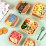 YBLPAK Disposable Food Containers with Lids Biodegradable Octagonal Paper Bowls Suitable for Diet Salad Ice Cream Yogurt Oatmeal