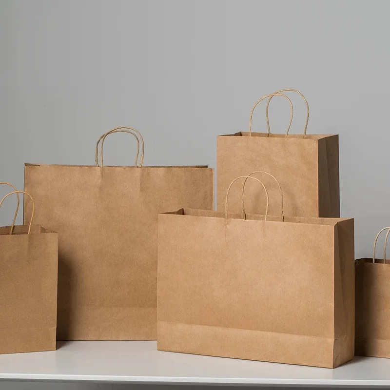 H88f595c8df6b41328cd1f5df91804d847.webp Large Brown Kraft Shopping Gift Paper Bags with Handles Bulk for for Small Business, Shopping, Retail Store, Boutique, Grocery - 画像 (1)