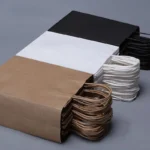 BTO Recycled Custom Logo Printed Restaurant Food Takeaway Grocery Supermarket Shopping Kraft Paper Bag With Handles