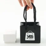 BTO Wholesale White Printed Boutique Matte Black Small Paper Bags for Jewelry