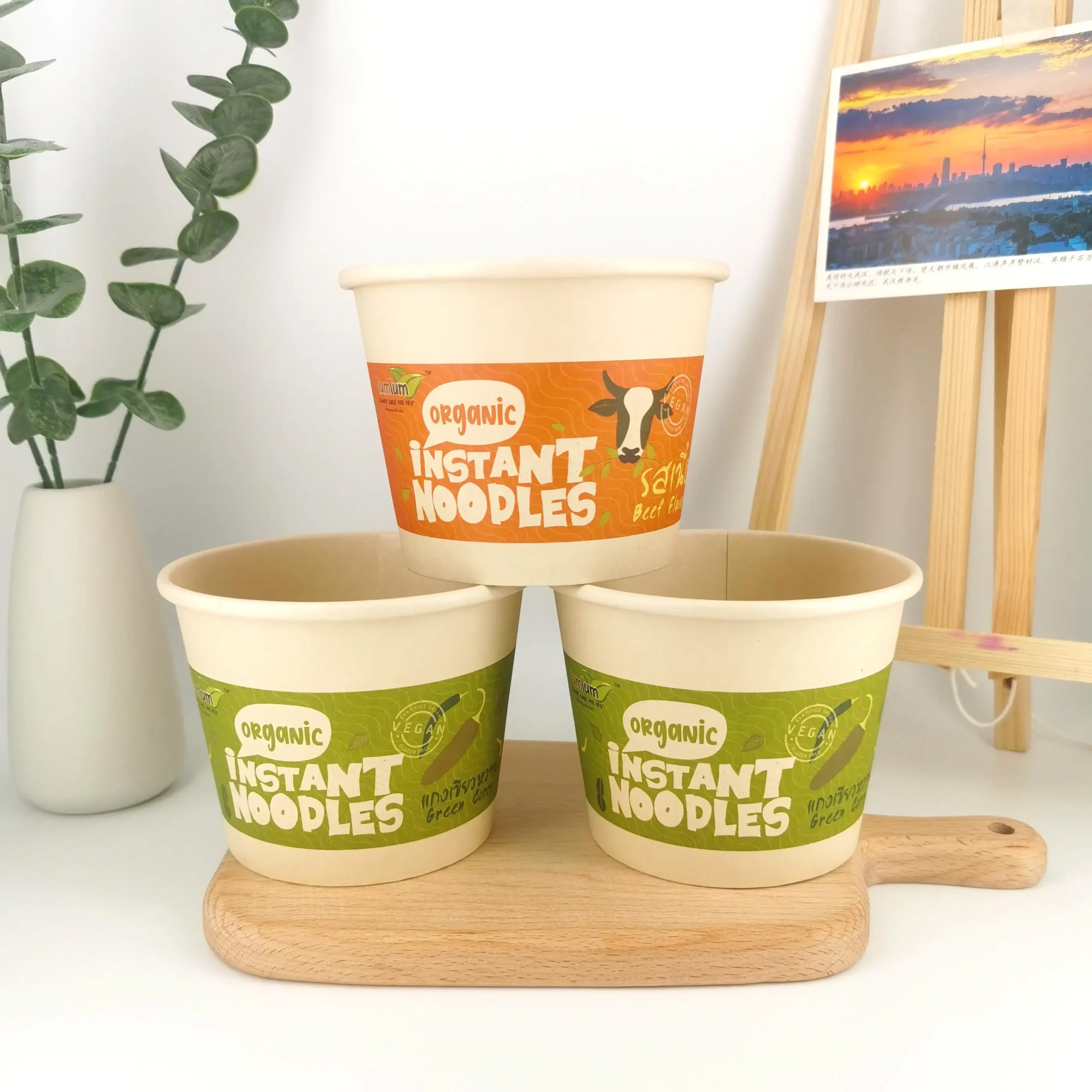 H94d69f901f194daaa4855f5aeee6ea4ct.webp YBLPAK Customizable Biodegradable Single Wall Soup Bowls Food Grade Paper Ramen Cup Waterproof Stamping PE Coated Food Packaging - 画像 (1)
