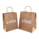21*11*27cm 130g Custom Private Logo Printed White Brown Shopping Thank You Gift Kraft Paper Bags With Your Own Logo - 画像 (2)