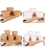 Disposable Brown Paper Tape Cover Bowl Can Take Away Brown Paper Salad Bowl