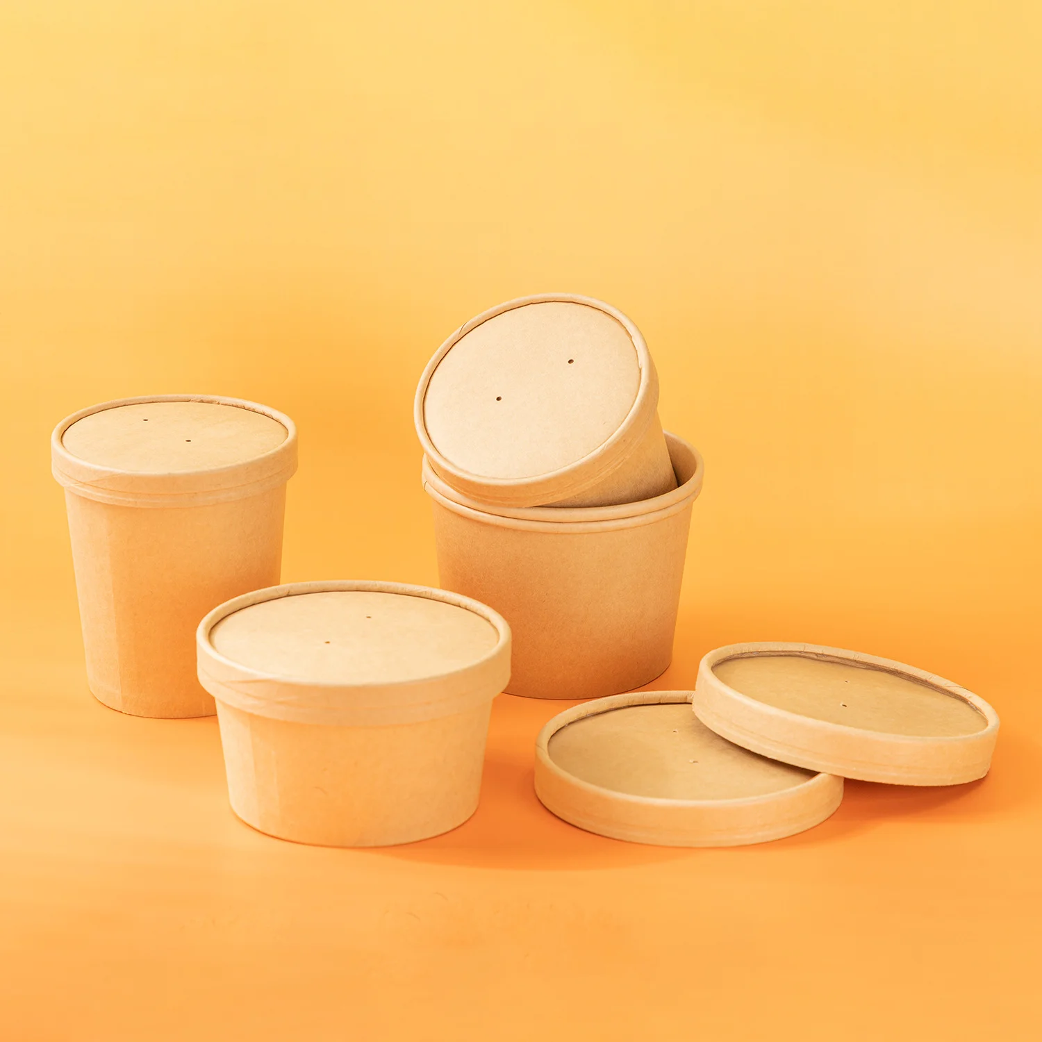 H9c113d17e9eb4776880903fa1519d342j.webp Disposable 8oz 12oz 16oz 24oz Paper Food Container Eco Friendly Take Away Food Snack Packaging Paper Soup Cups With Lids - 画像 (1)