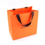 Thank You Custom White Orange Shopping Paper Logo Hair Gift Bag With Handle - 画像 (6)