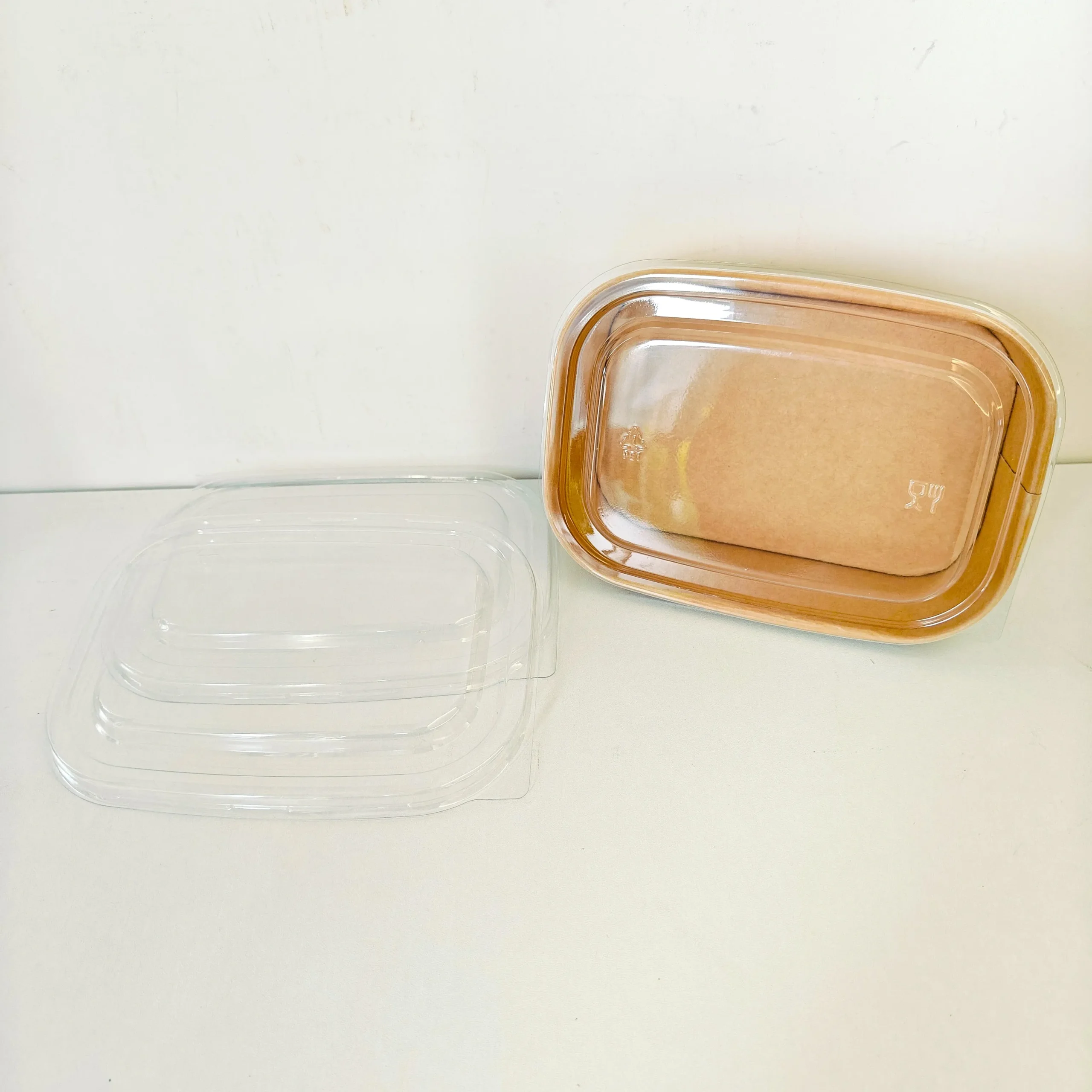H9e397872fc2441d2bba24f740a0ad64eF.webp Xiamen Eco-Friendly Disposable PET Plastic Lid for Paper and Plastic Bowls Food Grade Lightweight Custom Logo & Size square Lids - Image 1