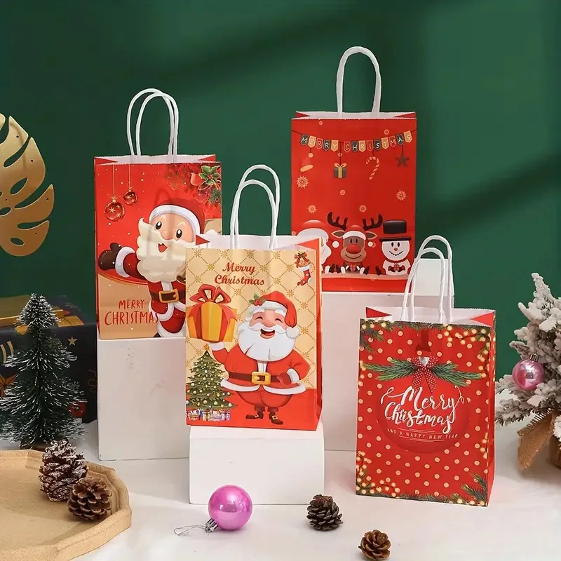 Ha245d66a82b848c29a2d5393f98d6c73P.webp Customized Christmas Gift Paper Bag Christmas Gift Packaging Bag Candy apple Handle/Shopping Bag Creative Large-capacity - Imagen 1
