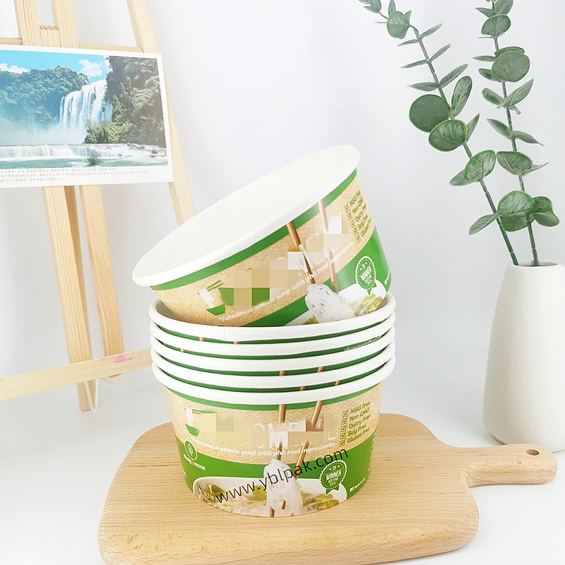 Ha489fd462a7a420bb4221899d5d3b156q.webp YBLPAK 720ml Instant Noodle Paper Cups BPA Free Eco Friendly Food Grade Disposable Soup Bowl Stackable Customized Logo Packaging - 画像 (1)
