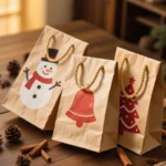 Custom Christmas Kraft Paper Shopping Bag Gift Craft Packaging Paper Twisted Handle Bags with Christmas Festival Logo – Image 2